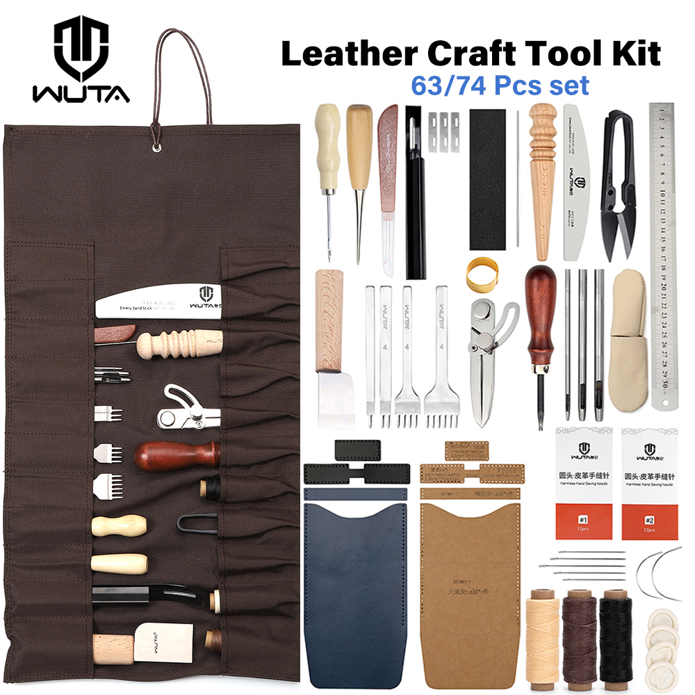 Leatherwork Beginner Tools - WUTA 63/74PCS Leather Craft Working Tools