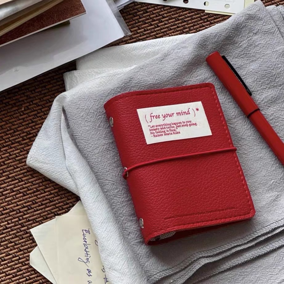 Leather Work Notebook - M5 Soft leather Binder Notebook Aesthetic