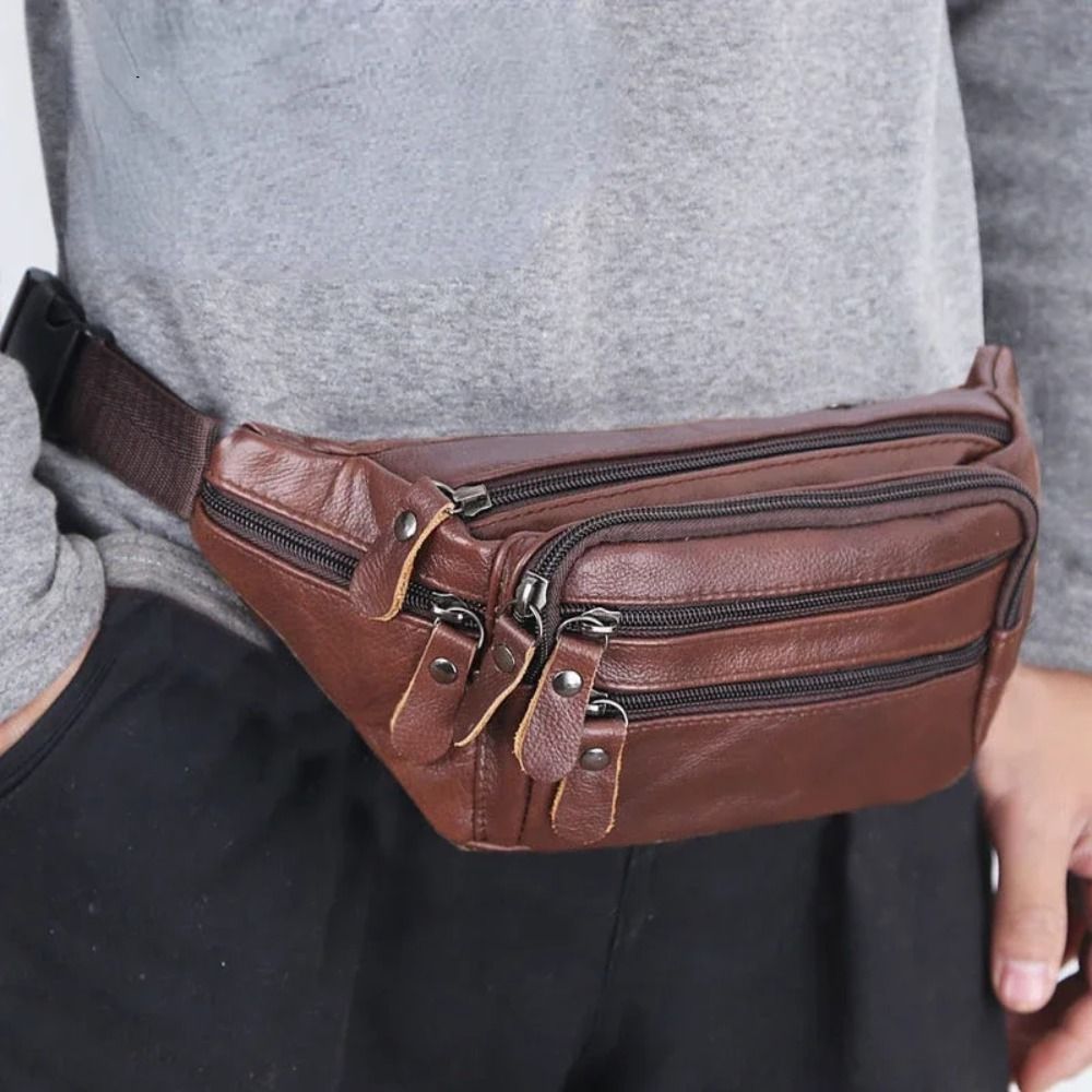 Zipper PU Leather Men's Waist  - Leatherwork Wallet avaliação e preço