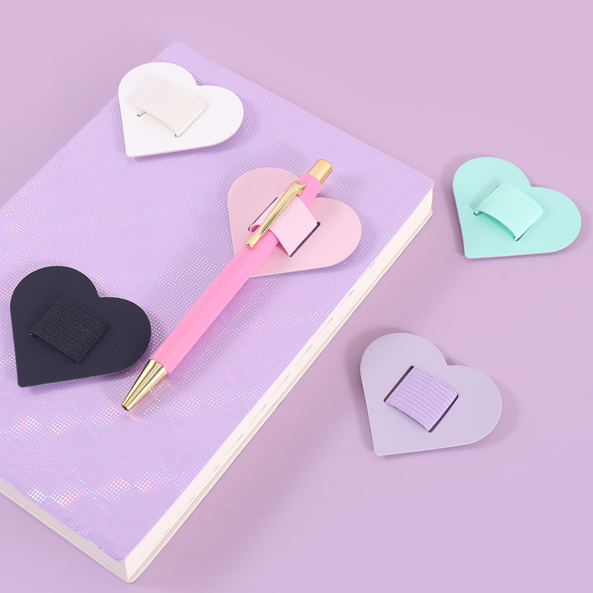 Self-Adhesive Heart Pen Clip H - Leather Work Notebook avaliação e preço