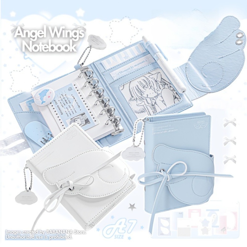 Kawaii Angel Wings Notebook A7 - Leather Work Notebook avaliação e preço