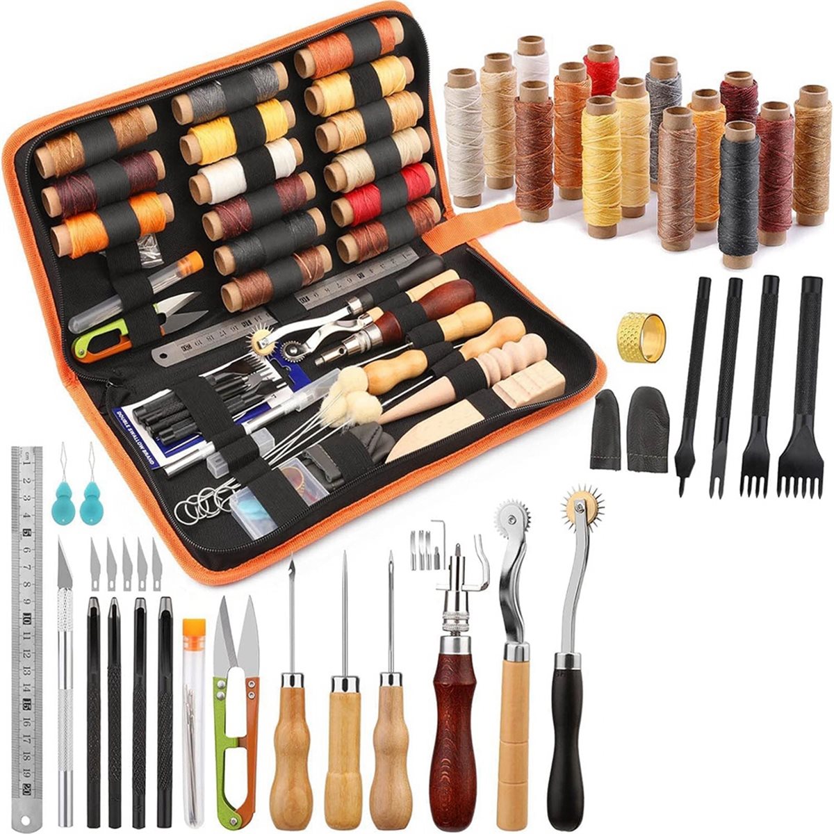 66Pcs Leather Working Tools Ki - Leatherwork Beginner Tools avaliação e preço