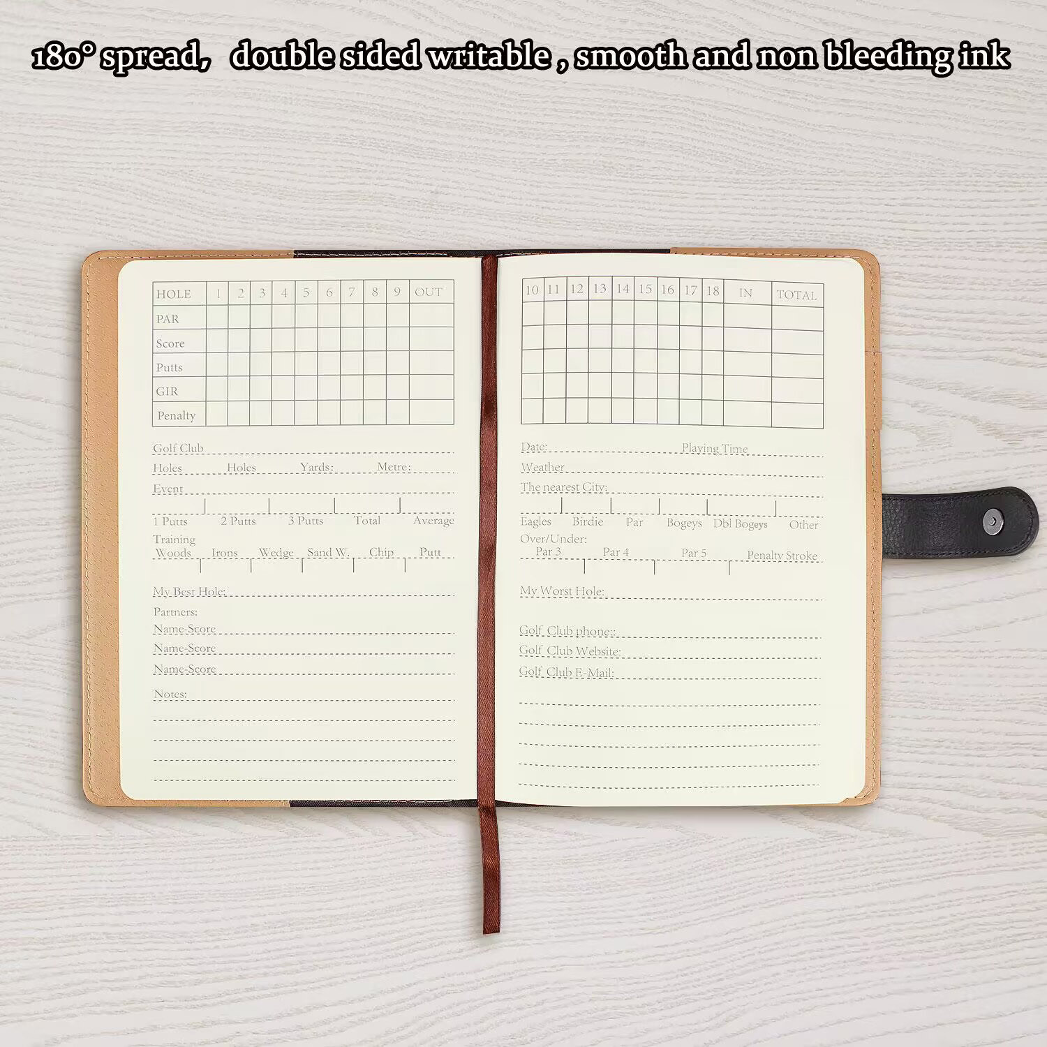 Black Leather Golf Scorecard H - Leather Work Notebook avaliação e preço