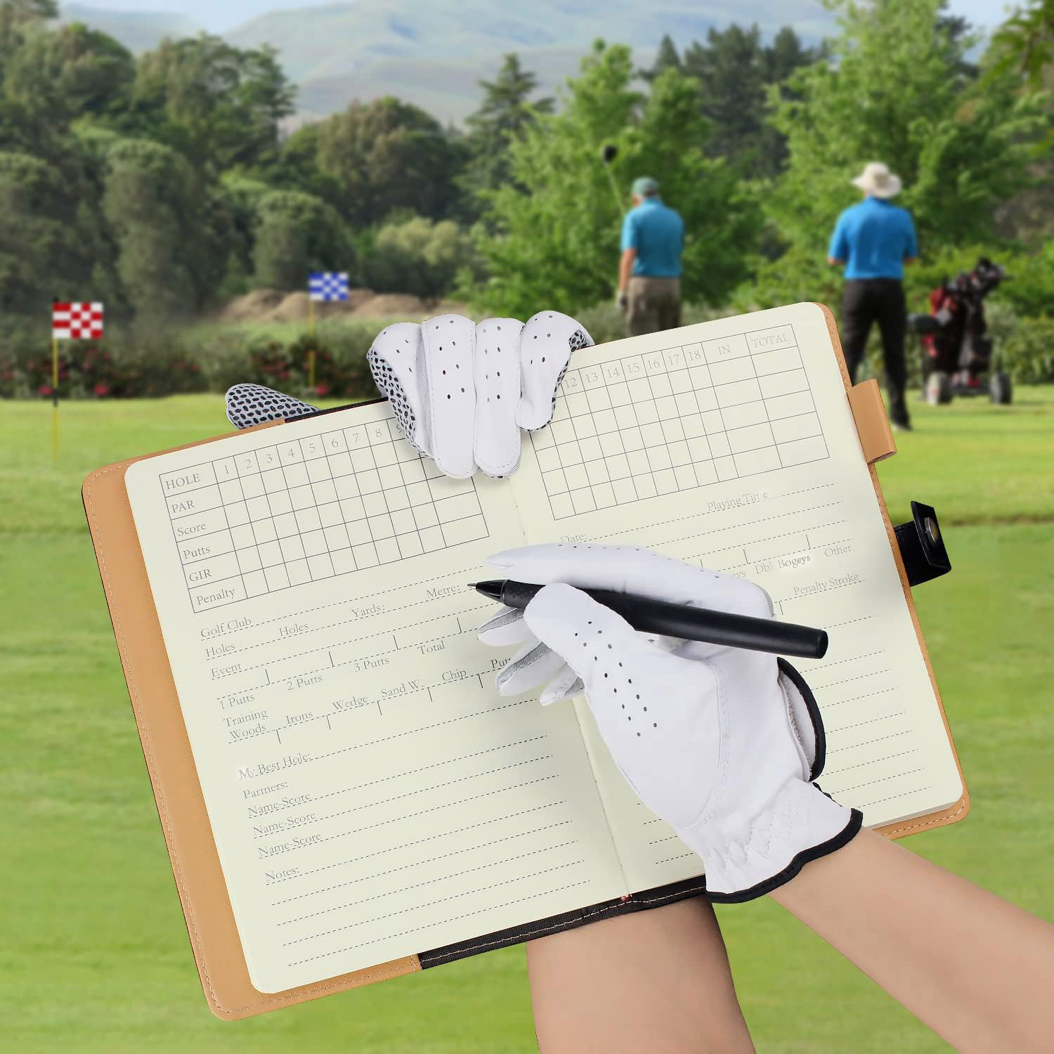 Black Leather Golf Scorecard H - Leather Work Notebook avaliação e preço