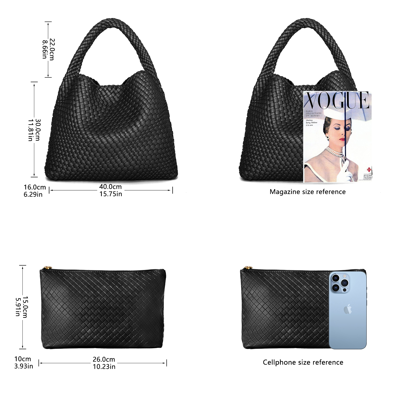 Large Woven Tote Bag for Women - Leatherwork Wallet avaliação e preço
